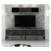 Ensemble meuble tv marbre 180 cm Noir brillant