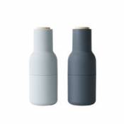 Ensemble moulins sel & poivre Bottle / Set de 2 - Silicone soft touch - Menu bleu en plastique