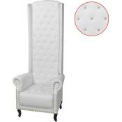 Fauteuil Relax Chaise à dossier haut Blanc Similicuir Style Moderne, pour Salon Salle à Manger Bureau vidaXL