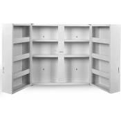 Helloshop26 - Armoire à pharmacie murale 53 x 53 cm 2 portes serrure blanc meuble à pharmacie armoire médicaments métal salle de bains - Blanc