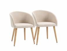 Homcom chaises de visiteur design scandinave - lot de 2 chaises - pieds inclinés effilés bois caoutchouc - assise dossier accoudoirs ergonomiques aspe