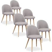 Intensedeco - Lot de 6 chaises scandinaves Cecilia tissu Gris - Gris
