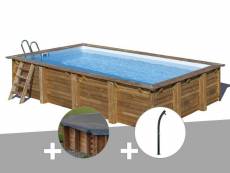 Kit piscine bois sunbay evora 6,20 x 4,20 x 1,33 m + bâche hiver + douche