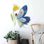 K&l Wall Art - Stickers muraux Blanz Conte de fées Monde enchanté Enfants Adhésif Papillon Mur déco autocollant 30x40cm - multicolore