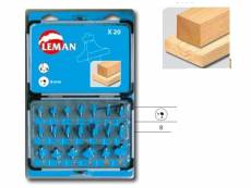 Leman - coffret 20 meches de defonceuse carbure assorties queue 8 mm
