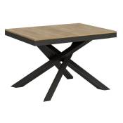 Les Tendances - Table extensible 6 à 16 places chêne clair cadre métallique et pieds entrelacés anthracite l 120 à 380cm Klass
