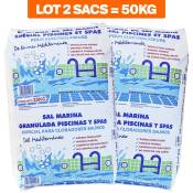 Llofer - lot de 2 sacs 25KG sel fin spécial piscine dissolution rapide norme 16401 conforme norme européenne