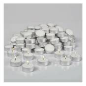 Lot 100 Bougies Chauffe Plats Durée 4 Heures- Petites Candles Blanches -non perfumee