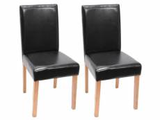 Lot de 2 chaises de salle à manger synthétique noir pieds clairs cds04045