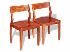 Lot de chaises de salle à manger 2 pcs bois d'acacia massif et sesham - brun - 45 x 45 x 80 cm