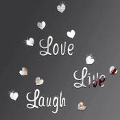 Love Live Laugh Sticker Sticker Argent Coeur Miroir
