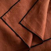 Nappe rectangulaire en Coton Terracotta et bourdon noir 170x320 cm