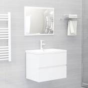 Nova - Armoire de salle de bain avec évier intégré équipé d'un tiroir et miroir diverses couleurs couleur : Blanc brillant