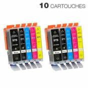 Pack Cartouches d'Encre Compatibles Imprimante Brother et Canon 10 x Canon PGI-570XLBK/CLI-571XLBK/C/M/Y