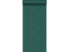 Papier peint hexagone vert pétrole - 148752 - 0,53 x 10,05 m 148752
