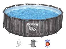 Piscine tubulaire Steel Pro Max décor bois ronde 3,66 x 1,00 m - Bestway