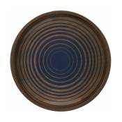 Plateau de service rond en verre bleu 23 cm Circles - Ethnicraft Accessories