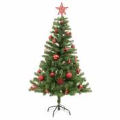 Sapin de Noël avec 39 décorations - Vert Rouge - 150 cm