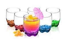 Sendez Viva Lot de 6 verres à eau avec fond coloré