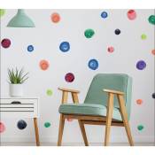Sticker mural autocollant 48 cm x 68 cm, billes d'aquarelle colorées, décoration murale pour la maison. - Multicouleur