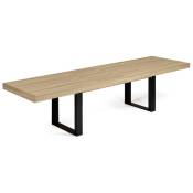 Table à manger extensible rectangle phoenix 10-12 personnes bois et noir 200-300 cm - Bois-clair