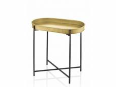 Table basse bâtonné ministrare l56xp32cm plateau amovible métal noir et or
