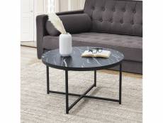 Table basse ronde uppvidinge pour salon 45 x 80 cm marbre noir noir [en.casa]