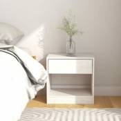 Table de chevet en bois en pin avec tiroir et compartiment ouvert diverses couleurs Couleur : Blanc