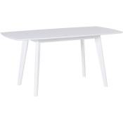 Table Extensible 120/160 x 80 cm en MDF et Bois d'Hévéa Blanc Moderne Sanford - Blanc