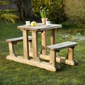 Table pique-nique en bois 2 places - Marron