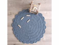 Tapis bébé rond coton lavable crochet alma de nattiot EYHA501-BLGY