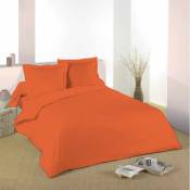 Univers Decor - Housse de couette Orange 240 x 220 cm / 100% Coton / 57 Fils/cm² pour lit 2 places