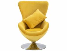 Vidaxl fauteuil pivotant en forme d’œuf avec coussin jaune velours 248468