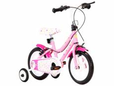 Vidaxl vélo pour enfants 12 pouces blanc et rose 92175