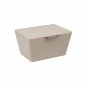 Wenko - Boîte avec couvercle Brasil, Panier de rangement, panier de salle de bain avec couvercle, Plastique (PET), 19 x 10 x 15.5 cm, Taupe