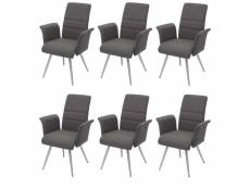6x chaise de salle à manger hwc-g55, chaise avec accoudoir, tissu/textile acier inoxydable brossé ~ gris