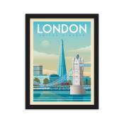 Affiche Londres Tower Bridge + Cadre Bois noir 30x40