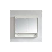 Armoire de toilette bloc-miroir 80 cm typo finition mélaminé blanc 74.4 cm - Blanc