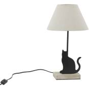Aubry Gaspard - Lampe Chat en métal noir et bois -