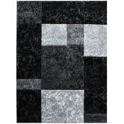 CARRE - Tapis géométrique à carreaux (Noir et Gris - 160x230cm)