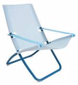 Chaise longue pliable inclinable Snooze métal & tissu bleu / 2 positions - Emu bleu en métal