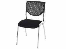 Chaise visiteur t401, chaise de conférence empilable, tissu/textile ~ siège noir, pieds chromés