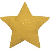 Coussin étoile à motifs métallisés Jaune Ocre 40x40