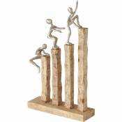 Déco salon moderne à poser figure décoration sculpture figurines décoration moderne bois de manguier, fait main, grimpeur, LxH 26 x 43 cm