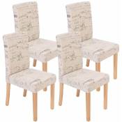 Décoshop26 - Lot de 4 chaises de salle à manger en tissu crème imprimé pieds clairs