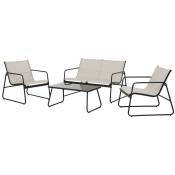 Ensemble de meubles de jardin 4 pièces, table et chaises de jardin, matériau textilène, étanche, respirant, ensembles de conversation pour patio