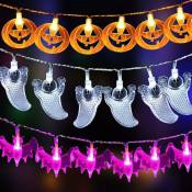 Fei Yu - Guirlandes de citrouilles,Guirlande lumineuse Halloween crane décoratif,Lumières d'Halloween,Guirlande lumineuse extérieure d'Halloween,LED