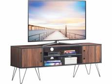 Gientex meuble tv 2 étagères ouvertes, pour tv 152,4 cm au max, support de télévision avec trous de gestion des câbles et étagère réglable, banc tv po