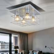 Globo - Plafonnier plafonnier salon lampe de couloir lampe de salle à manger, forme grille zinc, 4 ampoules, E27, h 26 cm