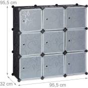 Helloshop26 - tagère rangement 9 casiers portes plastique modulable diy assemblage plug in bibliothèque noir - Noir